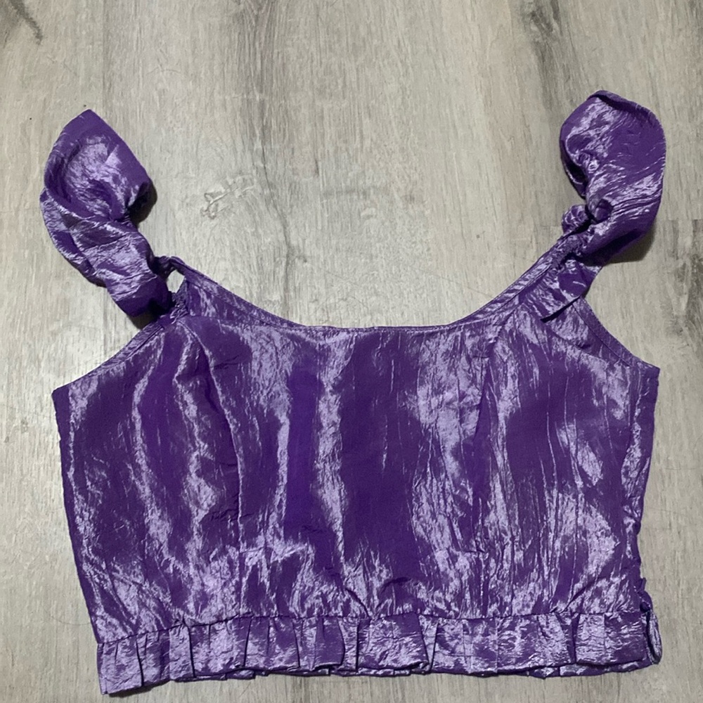 ASOS Taffetta Ruffle Crop Top - Picture 5 of 13